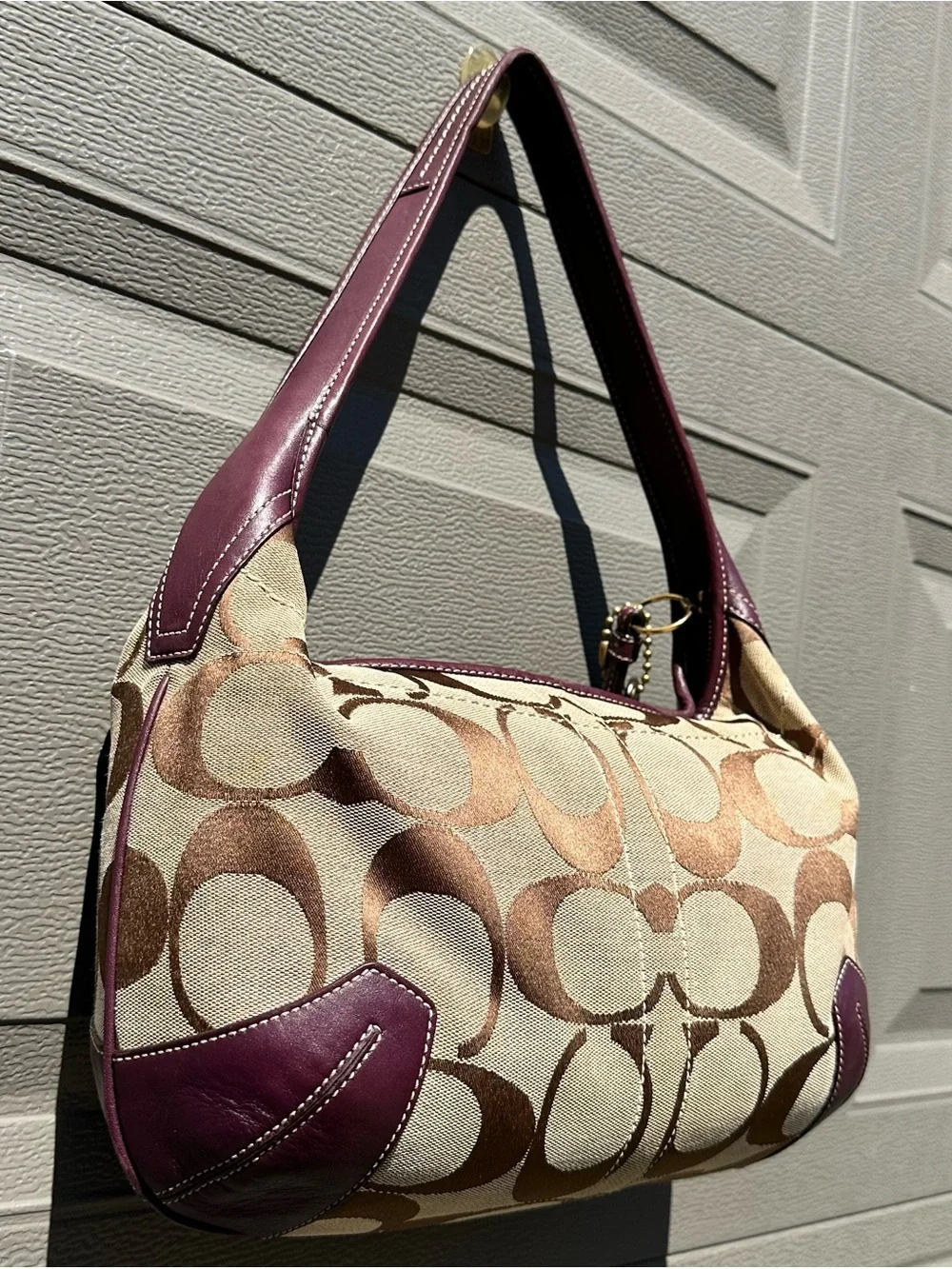 Vintage Y2K 2000s Preppy Coach 11290 Signature C Canvas Hobo Shoulder Bag